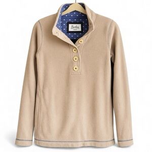 Boden Fleece Pullover Hiking Outdoor Layer Athletic Beige Purple Polka Dot XS